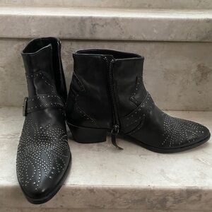 Zara black studded ankle booties